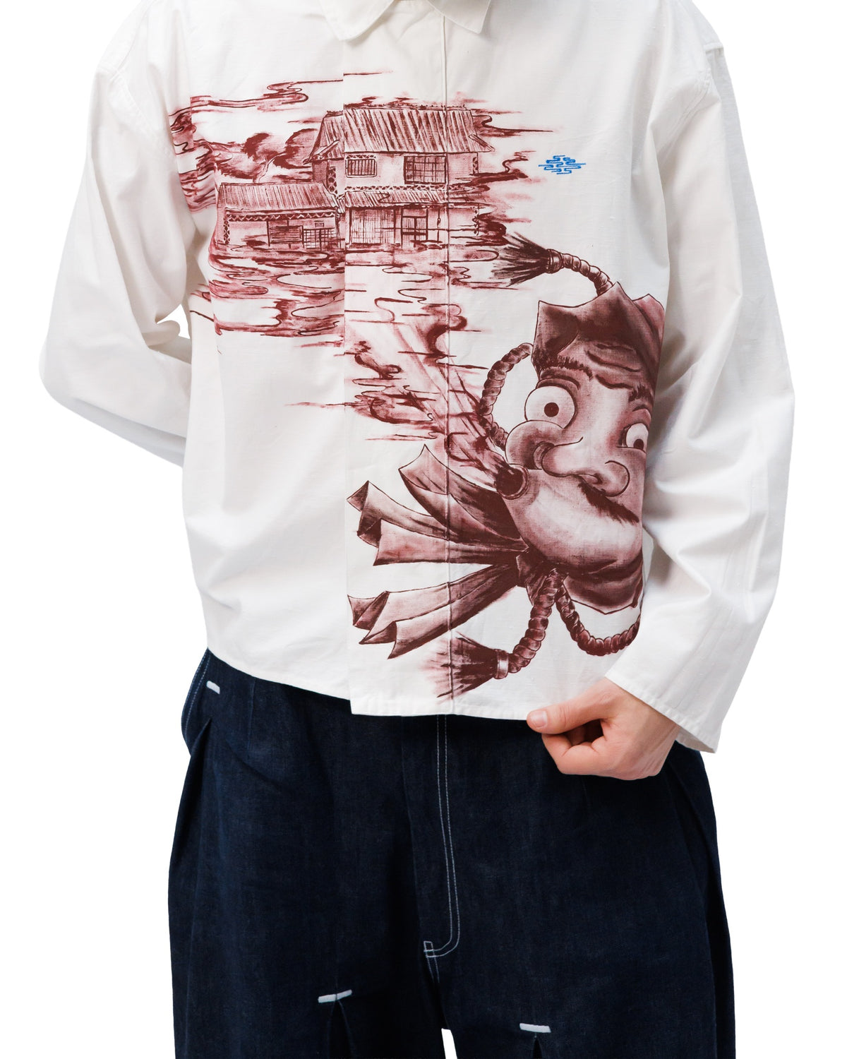 Cotton shirt with a flap x Artszero RED