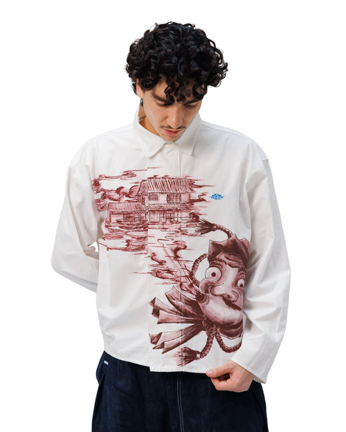Cotton shirt with a flap x Artszero RED