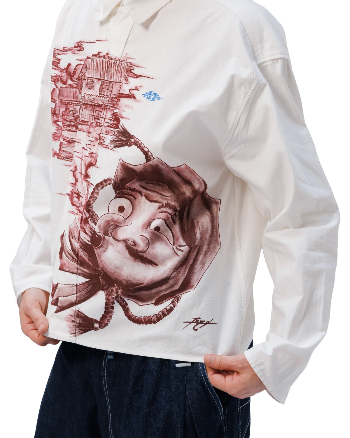 Cotton shirt with a flap x Artszero RED
