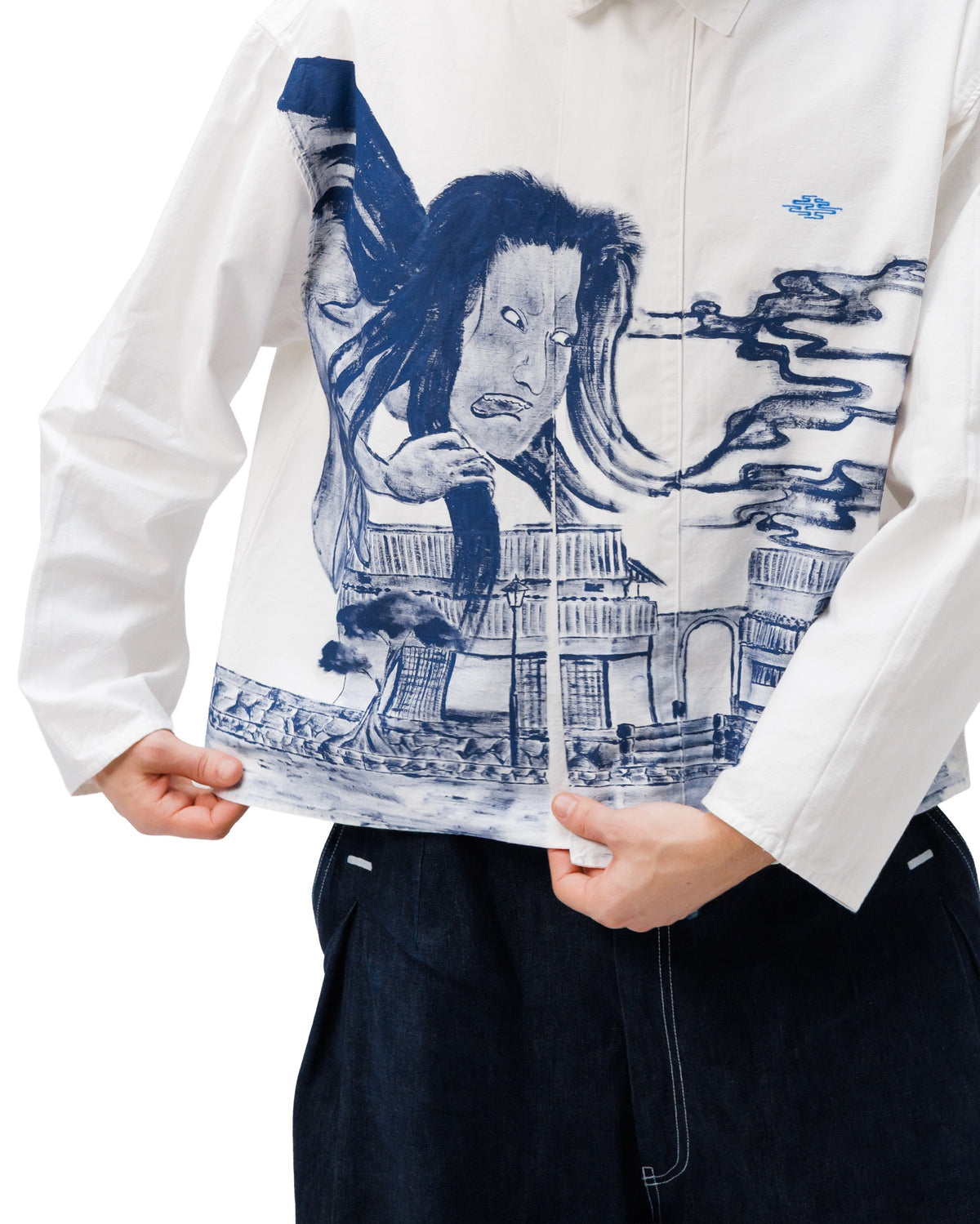 Cotton shirt with a flap x Artszero BLUE