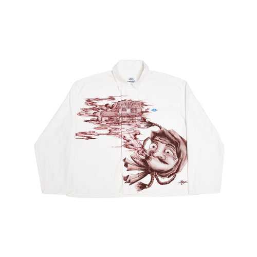 Cotton shirt with a flap x Artszero RED