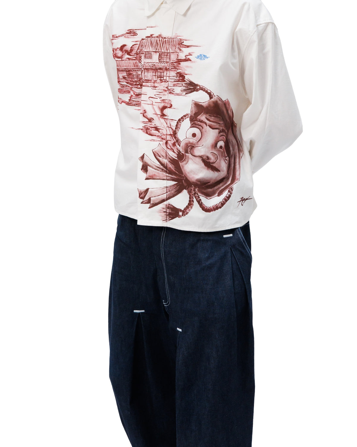 Cotton shirt with a flap x Artszero RED