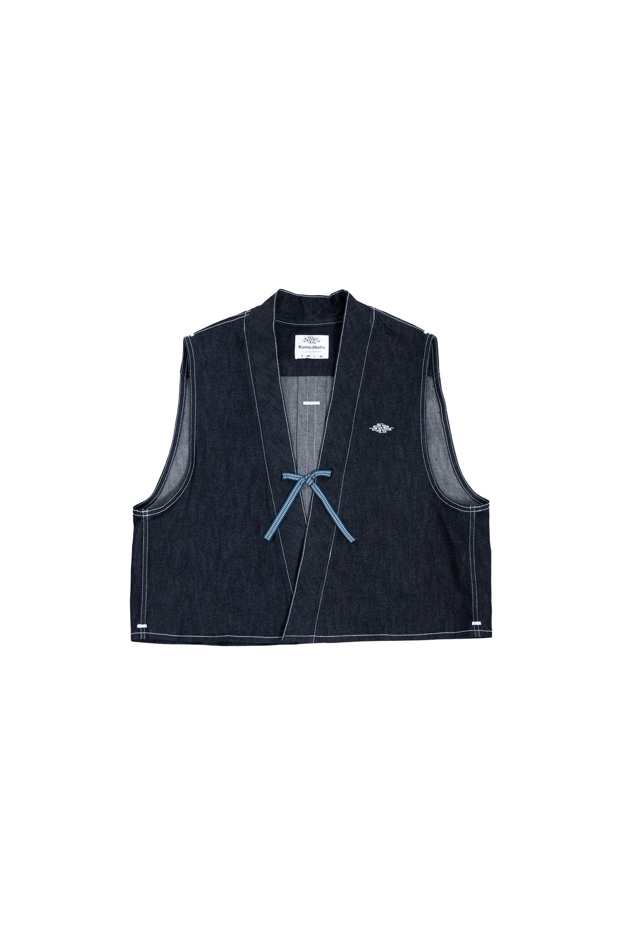Sleeveless boxy denim kimono