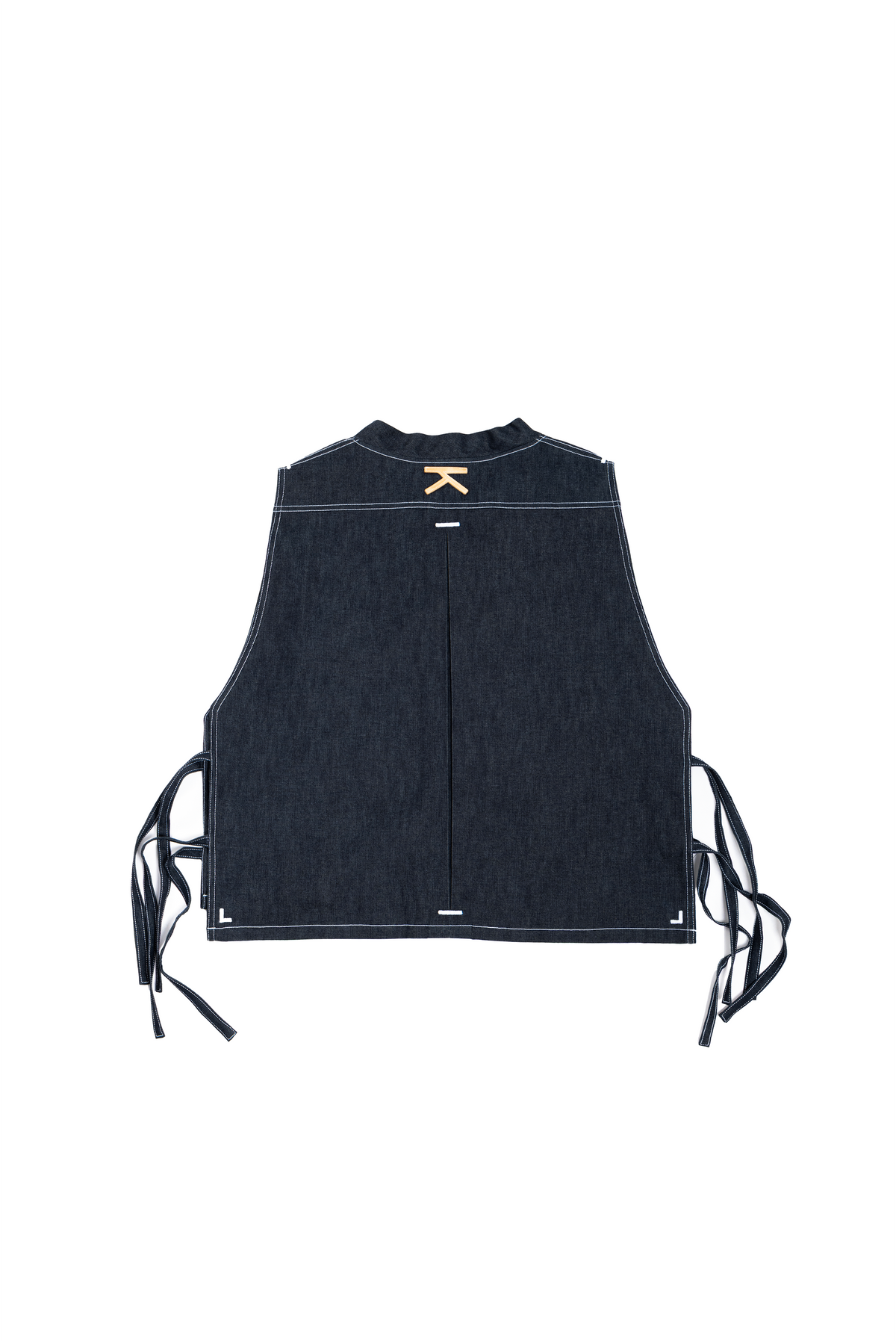 Denim apron with tie straps