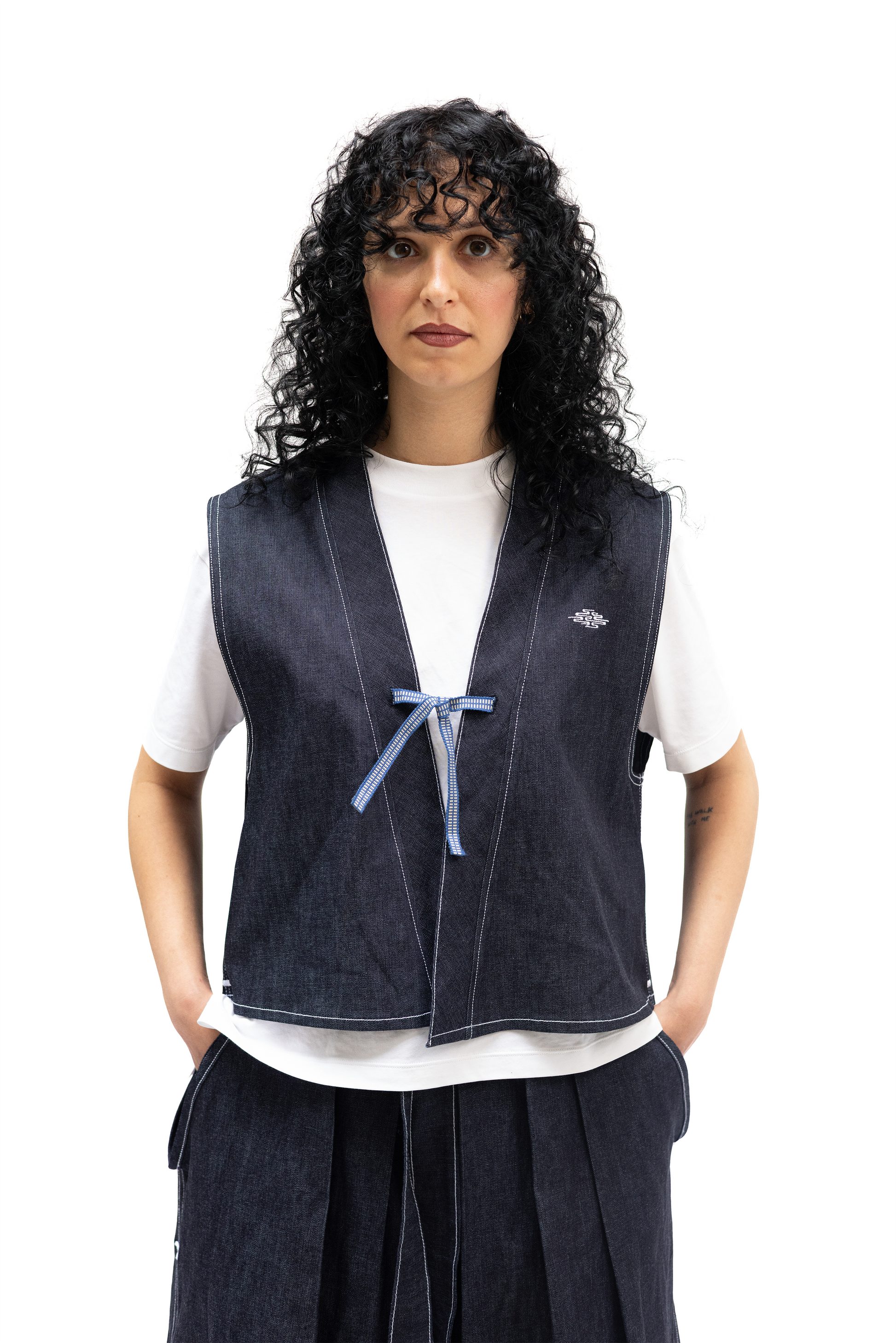 Kimono boxy Denim sans manches