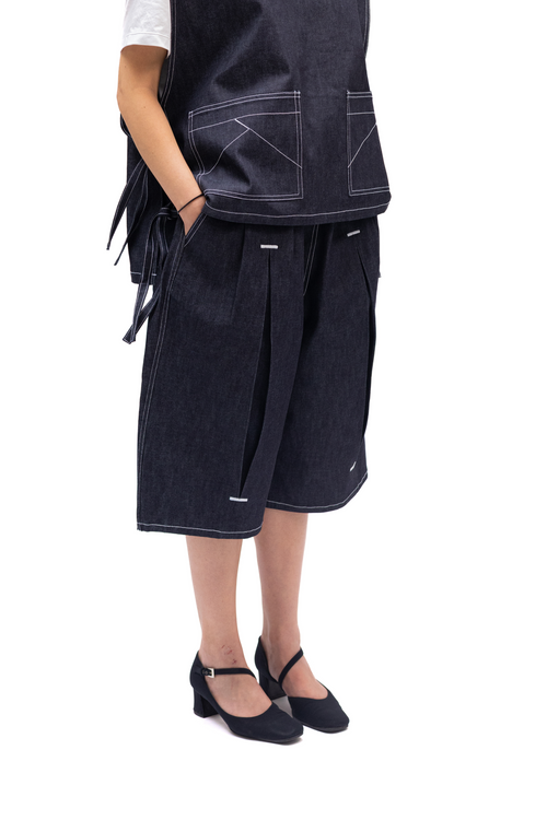 Short ample en denim brut japonais venant de Kojima, design de Kurashiki et Fait en France – Kumo.studio